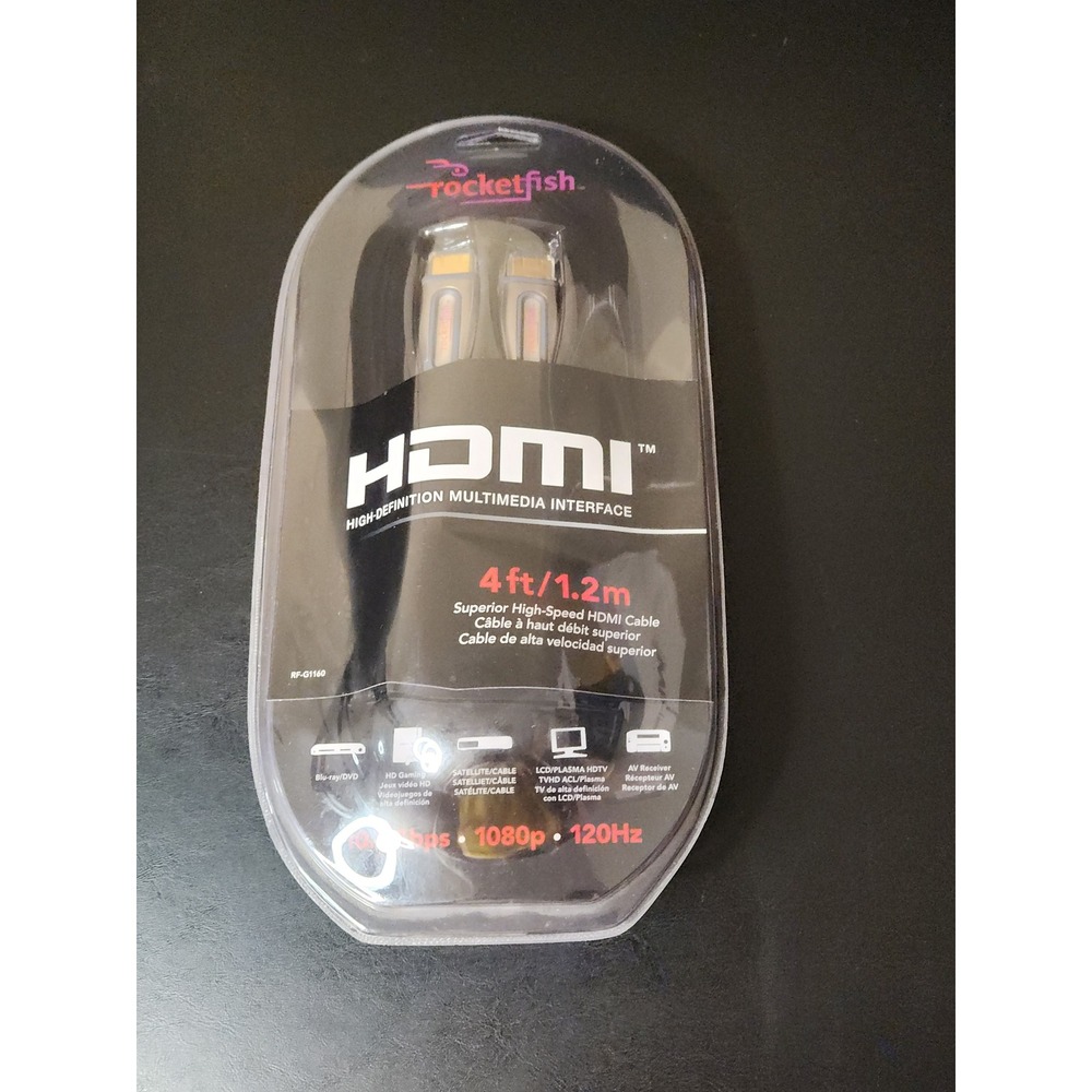 Rocketfish 4ft High-Speed HDMI Cable 1080p 120Hz RF-G1160 New In Package